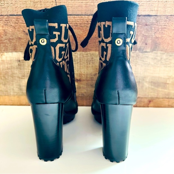 NWOT Guess Grows-R Knit Logo Heeled Platform Boots - Picture 5 of 8
